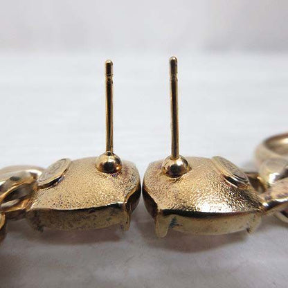 Chanel Earrings Heart CC Logo Line Stone Stud Gold Pink — view 7