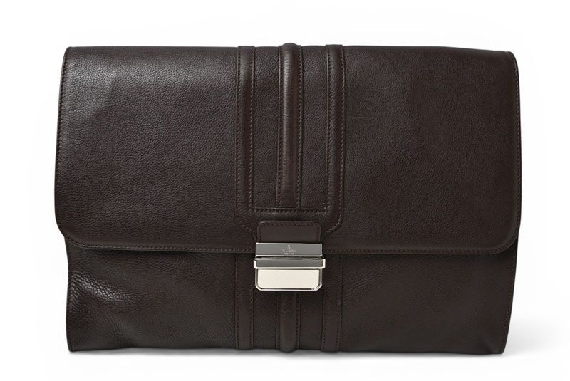 Gucci Clutch Compatible Vintage Leather Dark Brown Business