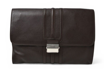 Gucci Clutch Compatible Vintage Leather Dark Brown Business