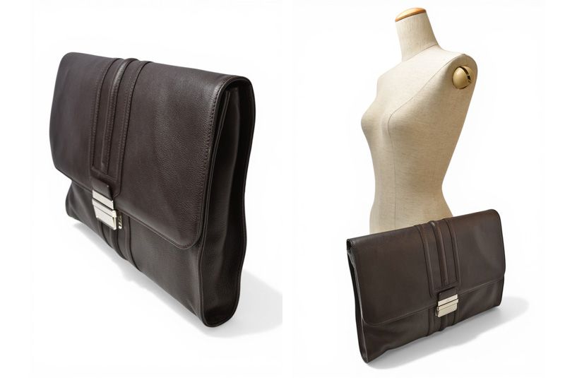Gucci Clutch Compatible Vintage Leather Dark Brown Business — view 2