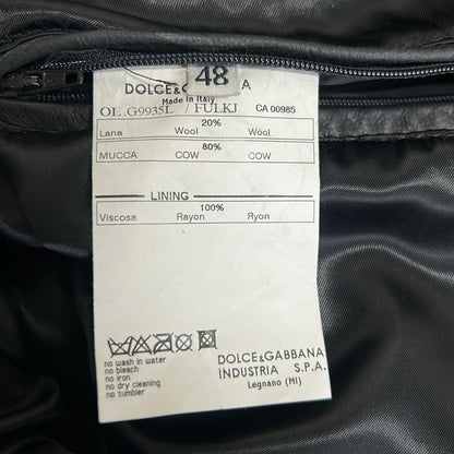 Dolce & Gabbana Riders Jacket 48 M Black Leather Spring Autumn Zip Up — view 4