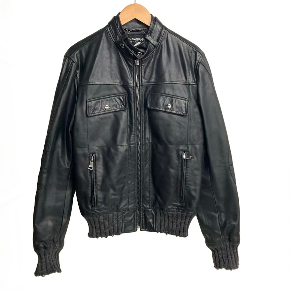 Dolce & Gabbana Riders Jacket 48 M Black Leather Spring Autumn Zip Up