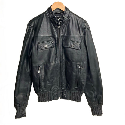 Dolce & Gabbana Riders Jacket 48 M Black Leather Spring Autumn Zip Up