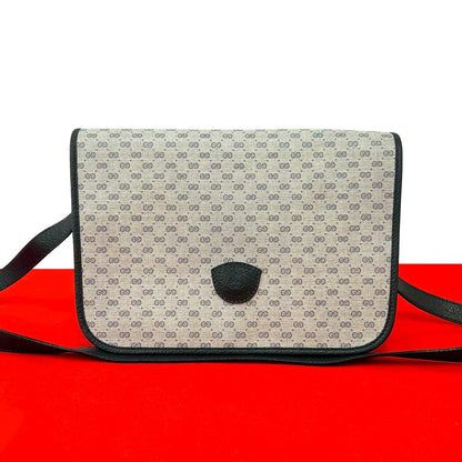 Gucci Vintage Micro GG Logo Leather Shoulder Bag Pochette Navy