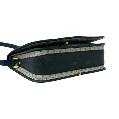 Gucci Vintage Micro GG Logo Leather Shoulder Bag Pochette Navy — view 7