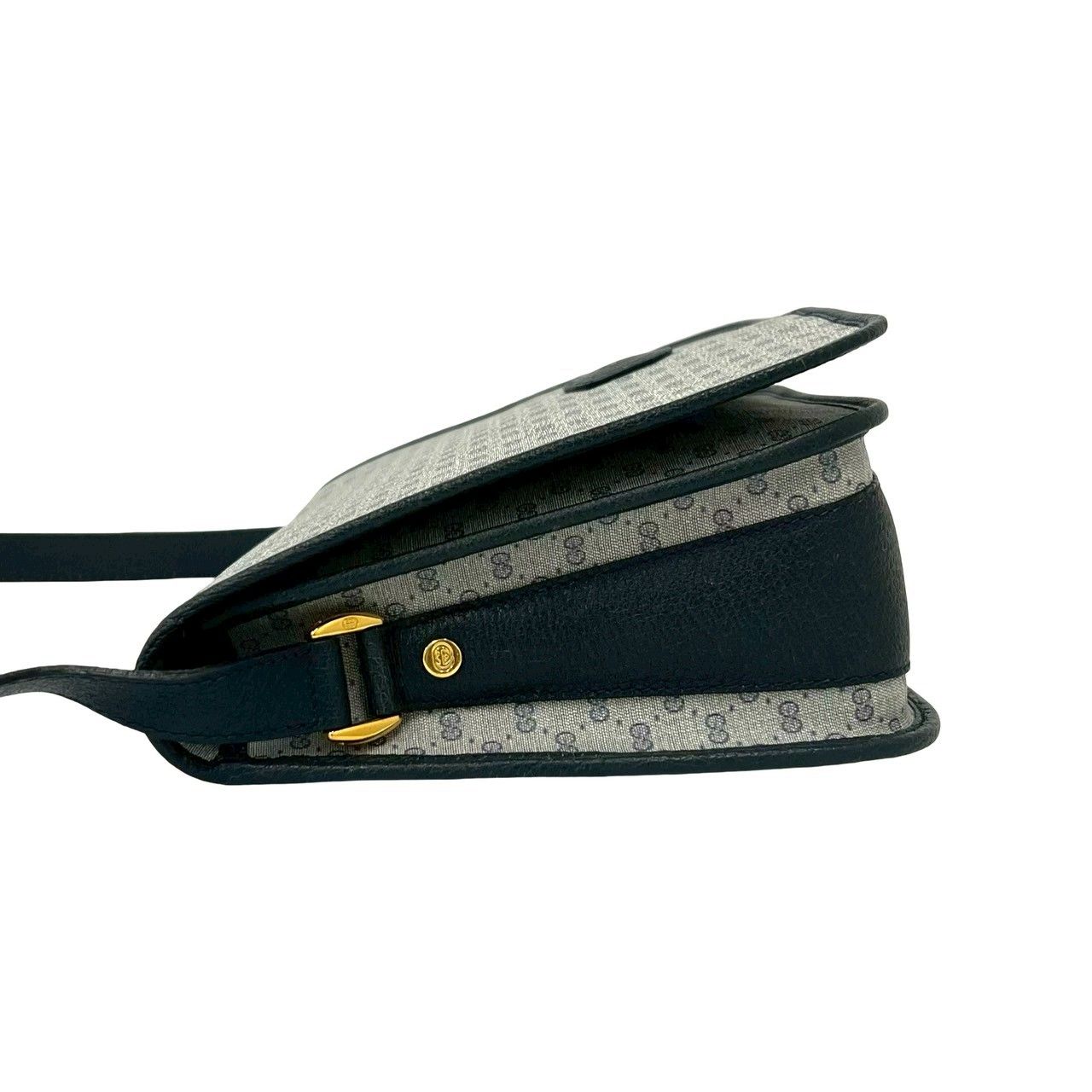 Gucci Vintage Micro GG Logo Leather Shoulder Bag Pochette Navy — view 5