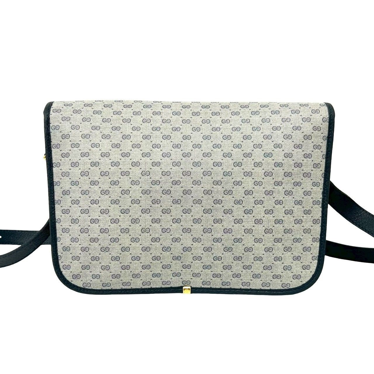 Gucci Vintage Micro GG Logo Leather Shoulder Bag Pochette Navy — view 3