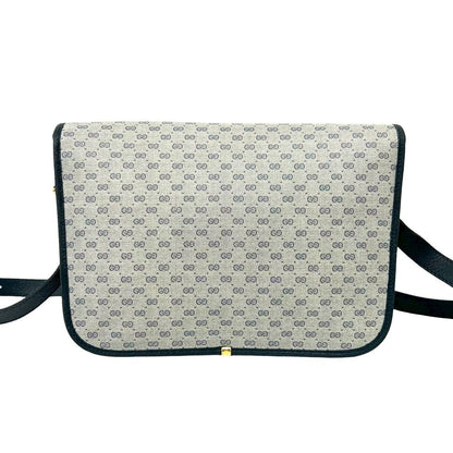 Gucci Vintage Micro GG Logo Leather Shoulder Bag Pochette Navy — view 3