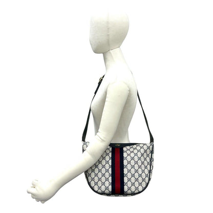 Gucci Vintage Sherry Line GG Logo Leather Shoulder Bag Navy — view 2