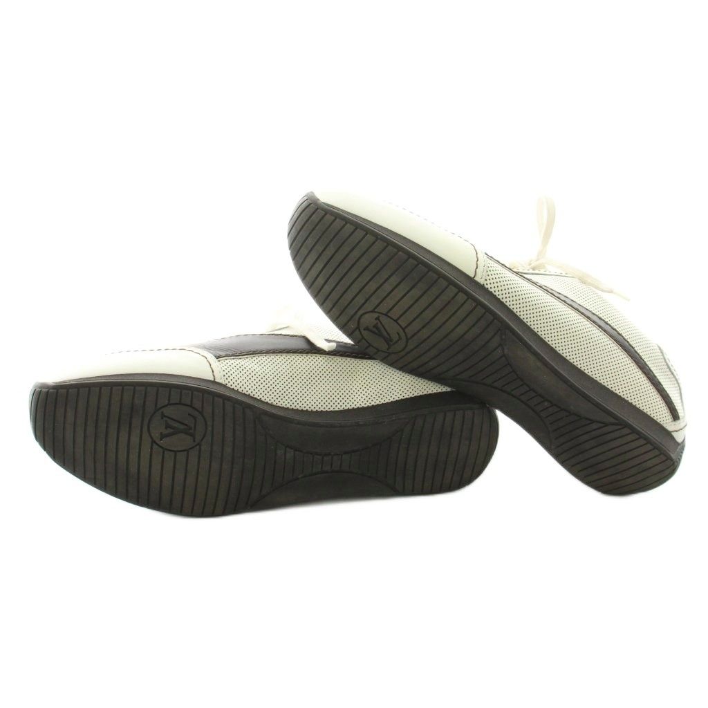 Louis Vuitton Sneakers Low Cut Perforated Leather Mesh 8 White KU — view 4