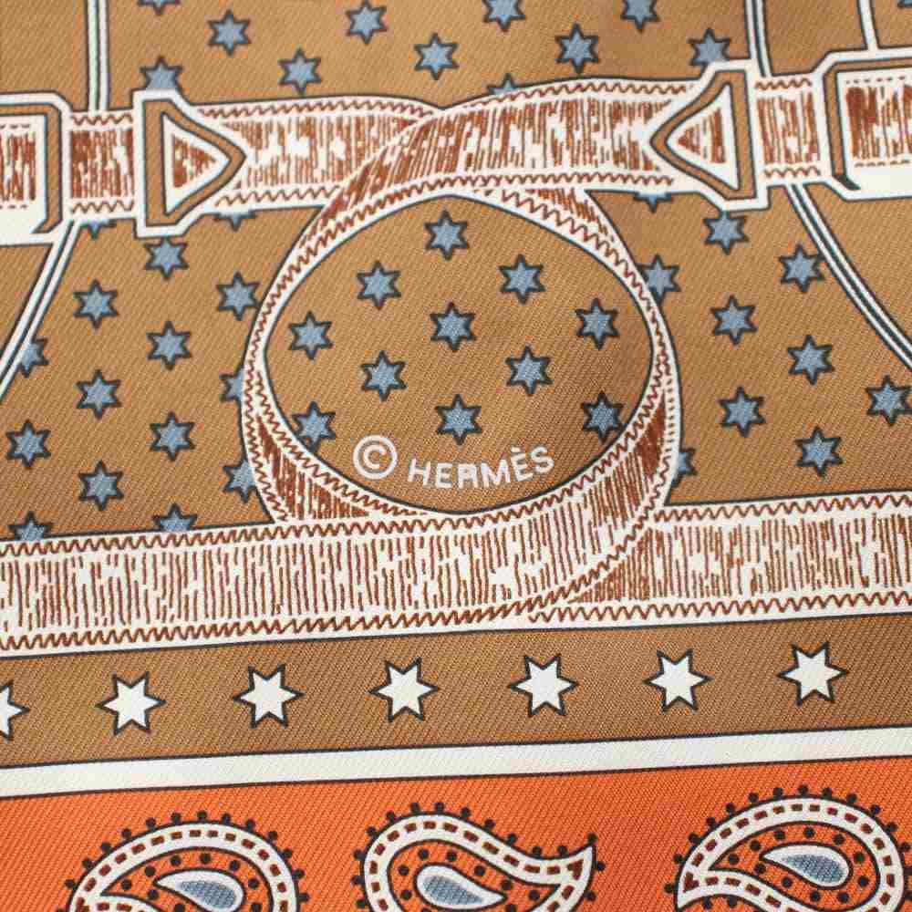 Hermes Carre 55 Apron D'or Yellow Gold Spurs Scarf Bandana Silk All Over — view 3