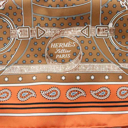 Hermes Carre 55 Apron D'or Yellow Gold Spurs Scarf Bandana Silk All Over — view 4