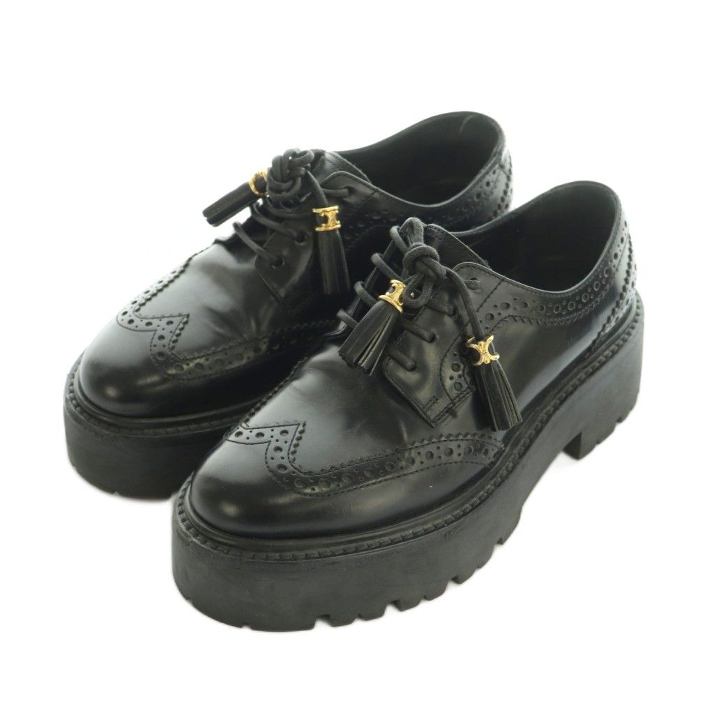 Celine Blog Triomphe Tassel Platform Shoes 36.5 Black