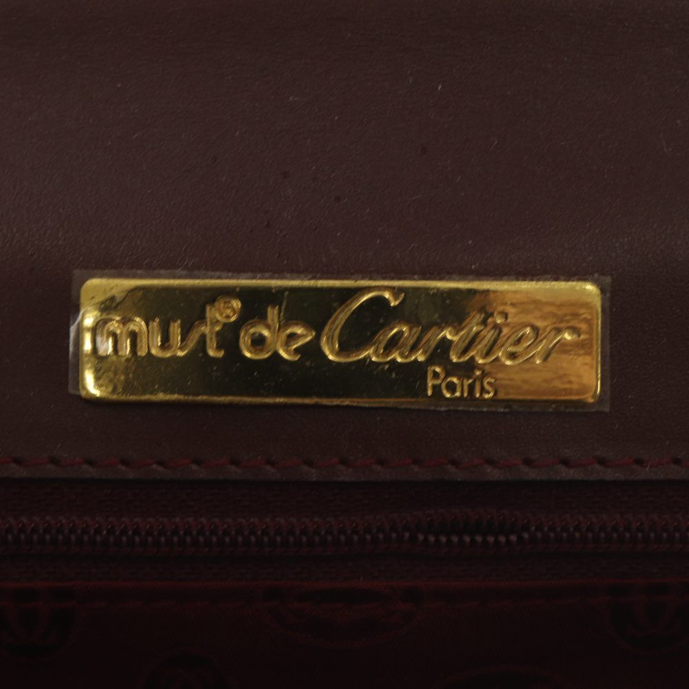 Cartier Must Line Square Bag Handbag One Handle Leather Bordeaux — view 3