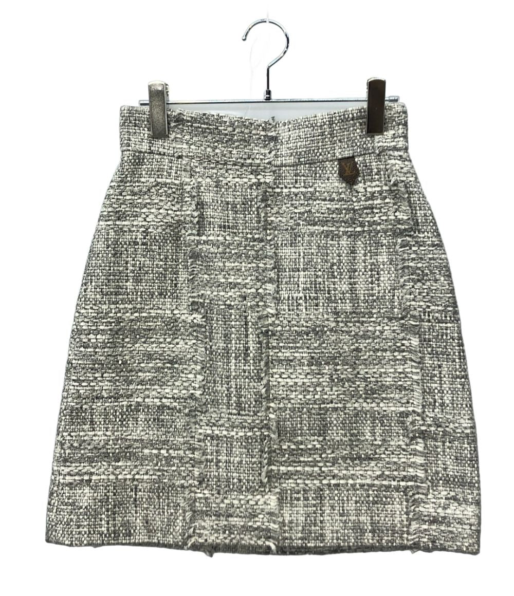 Louis Vuitton Mini Skirt Tweed Logo Zipper Charm Mr2 36