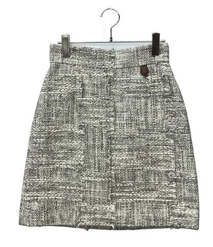 Louis Vuitton Mini Skirt Tweed Logo Zipper Charm Mr2 36
