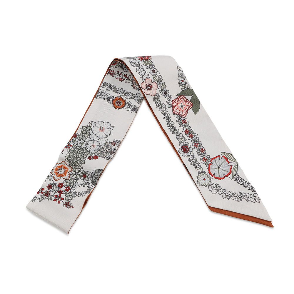 Hermes Twilly Brides de Gala en Fleurs & Eyeliner Silk Scarf