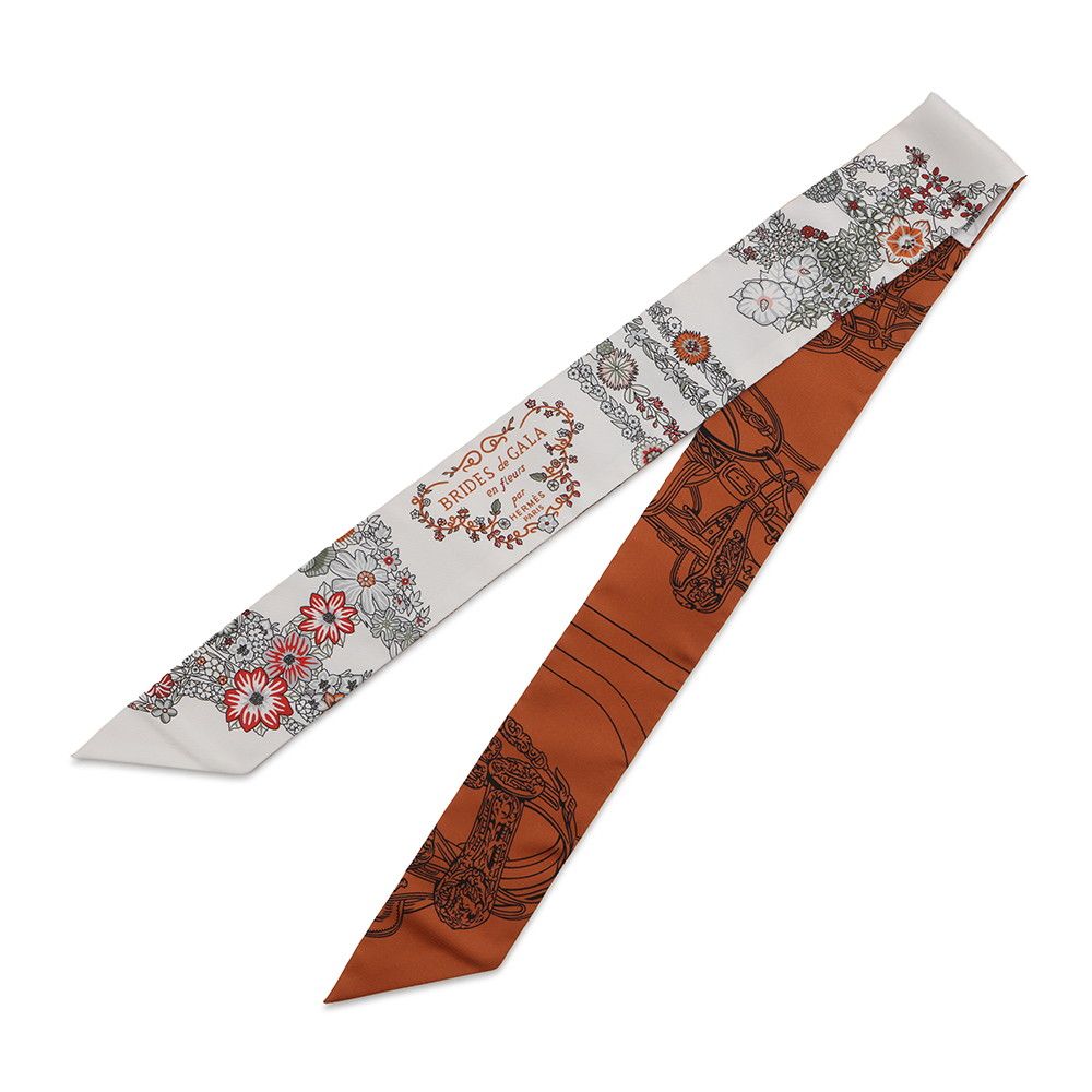 Hermes Twilly Brides de Gala en Fleurs & Eyeliner Silk Scarf — view 2