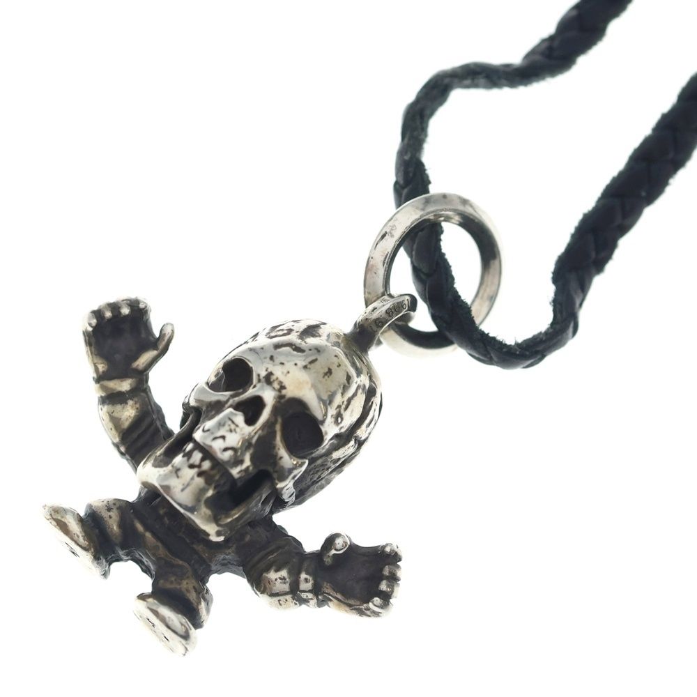 Chrome Hearts Leather Braid Foti Harris Teeter Scroll Blade Necklace Silver