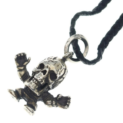 Chrome Hearts Leather Braid Foti Harris Teeter Scroll Blade Necklace Silver