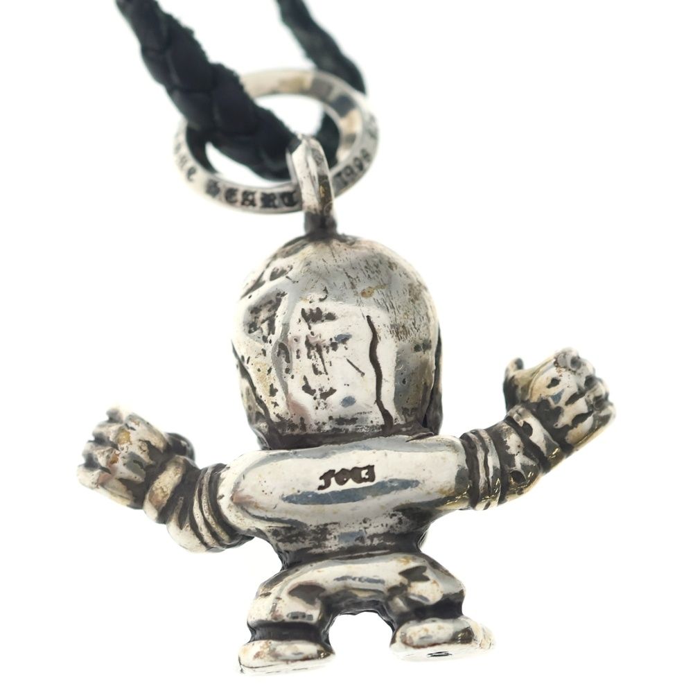 Chrome Hearts Leather Braid Foti Harris Teeter Scroll Blade Necklace Silver — view 4