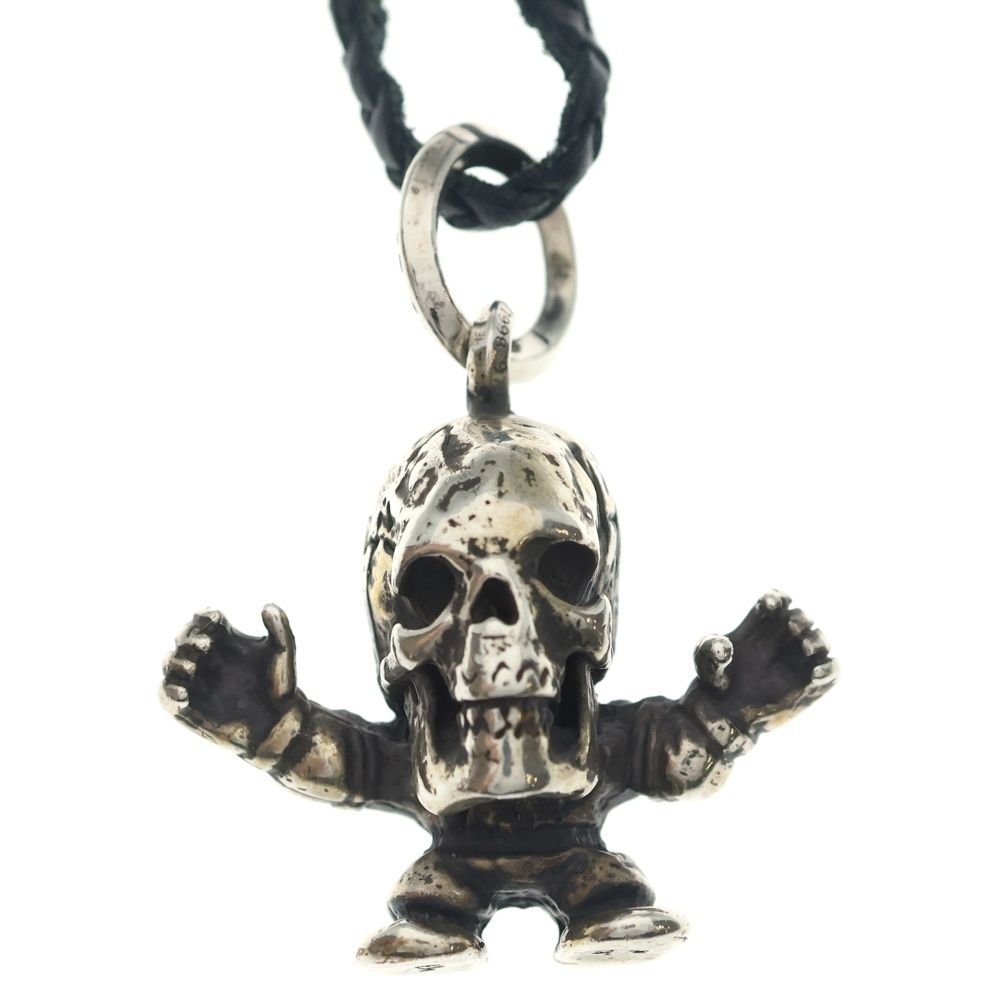 Chrome Hearts Leather Braid Foti Harris Teeter Scroll Blade Necklace Silver — view 3