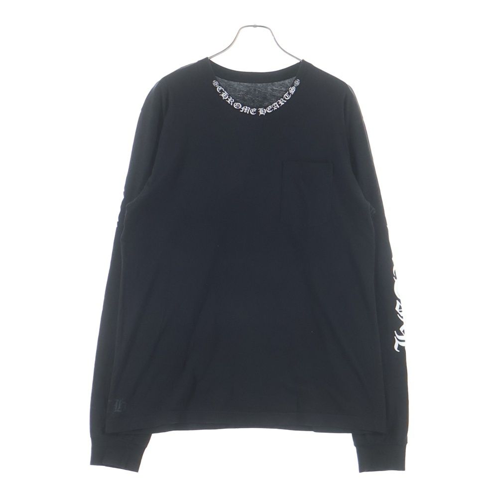 Chrome Hearts Neck Logo LS Tee Print Arm Crew Long Sleeve T-Shirt T Black