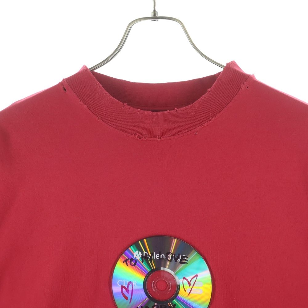 Balenciaga Valentine CD T Shirt Short Sleeve T-Shirt Red — view 3