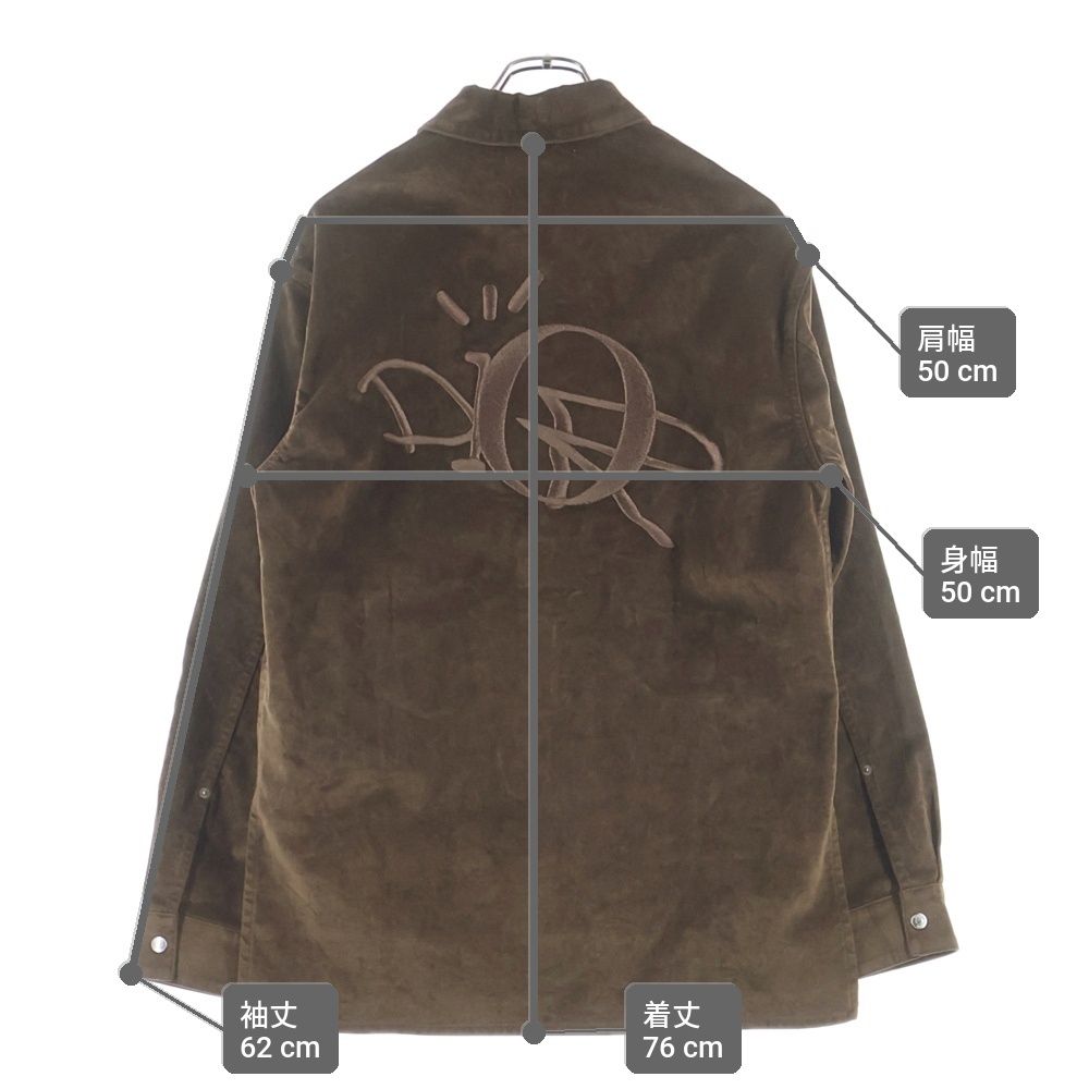 Dior Cactusjack Embroidered Velvet Oversize Long Sleeve Shirt Brown — view 9