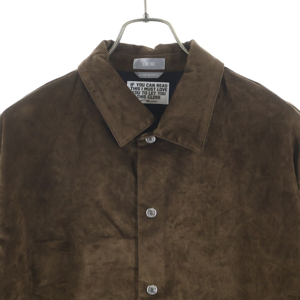 Dior Cactusjack Embroidered Velvet Oversize Long Sleeve Shirt Brown — view 3