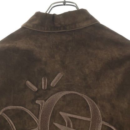 Dior Cactusjack Embroidered Velvet Oversize Long Sleeve Shirt Brown — view 4