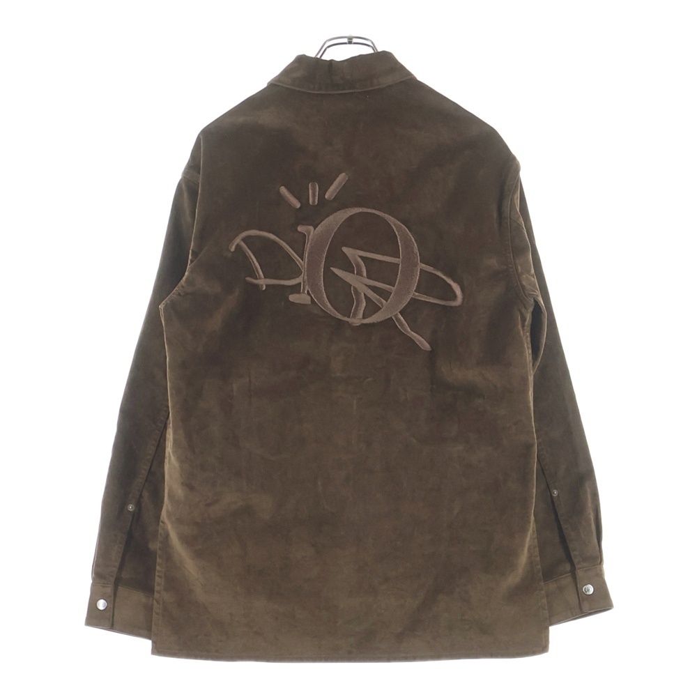 Dior Cactusjack Embroidered Velvet Oversize Long Sleeve Shirt Brown
