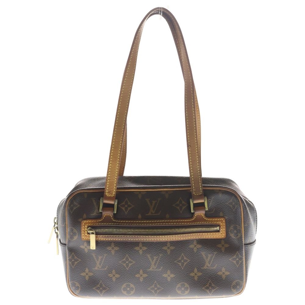 Louis Vuitton Cite MM Monogram Leather Shoulder Bag Gold Brown