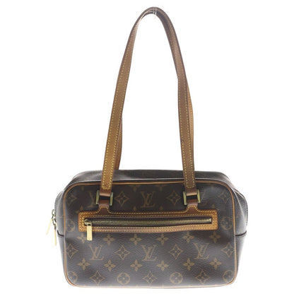 Louis Vuitton Cite MM Monogram Leather Shoulder Bag Gold Brown