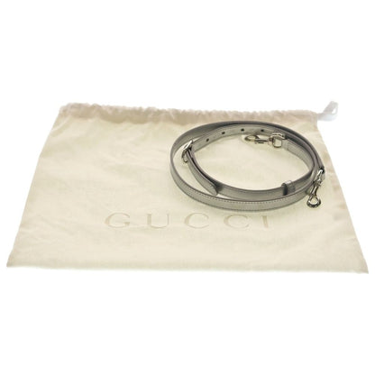 Gucci GG Emblem Small 2-Way Patent Leather Chain Shoulder Bag Silver — view 6