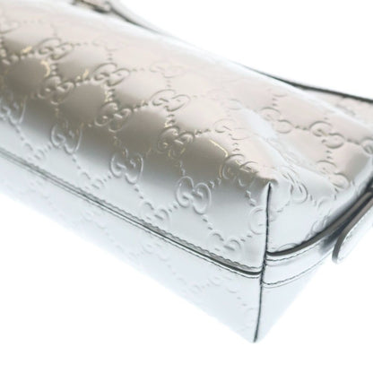 Gucci GG Emblem Small 2-Way Patent Leather Chain Shoulder Bag Silver — view 5