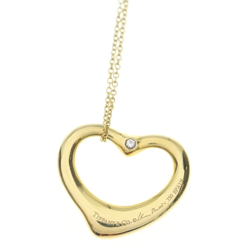 Tiffany & Co Open Heart Necklace Pendant Chain Gold — view 3