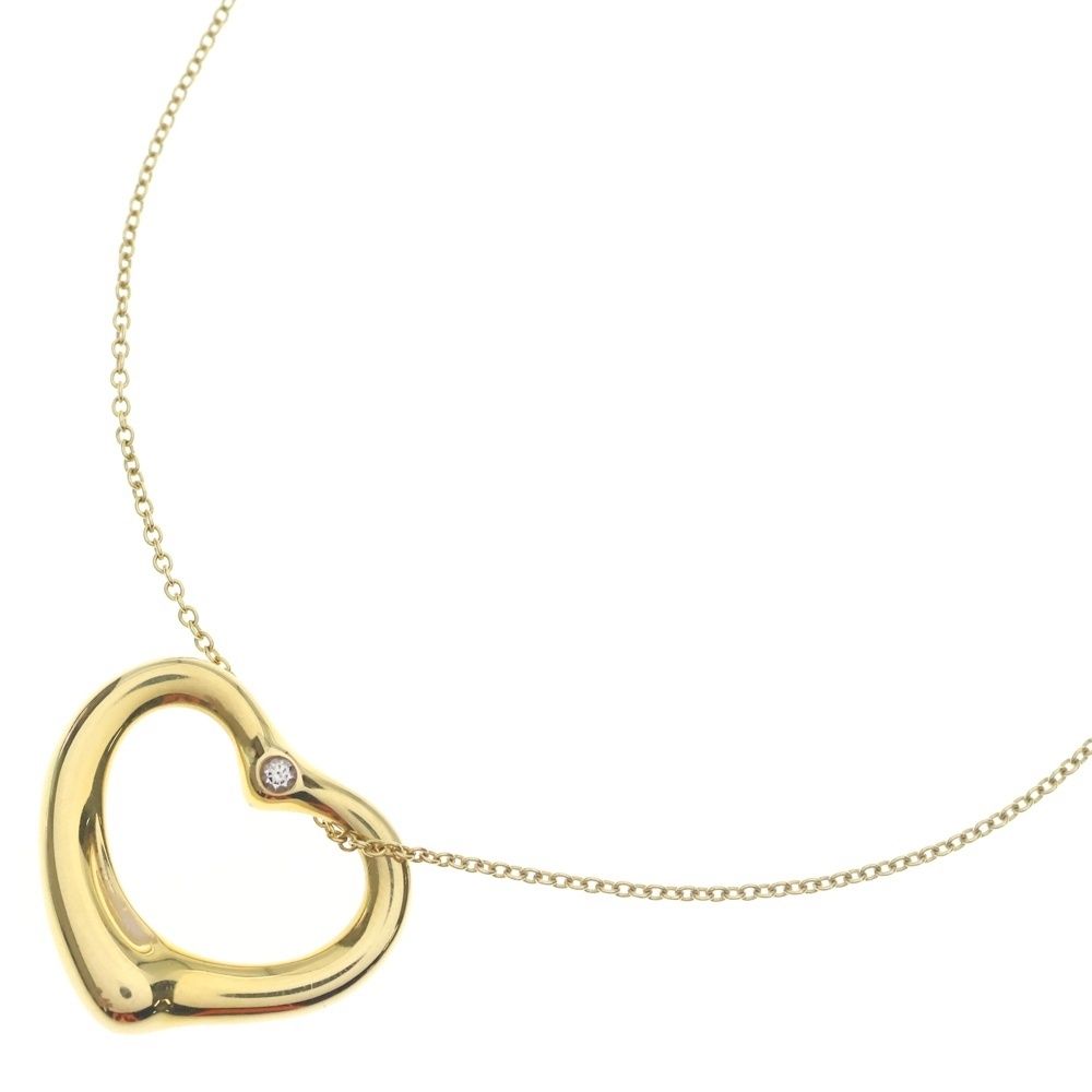 Tiffany & Co Open Heart Necklace Pendant Chain Gold