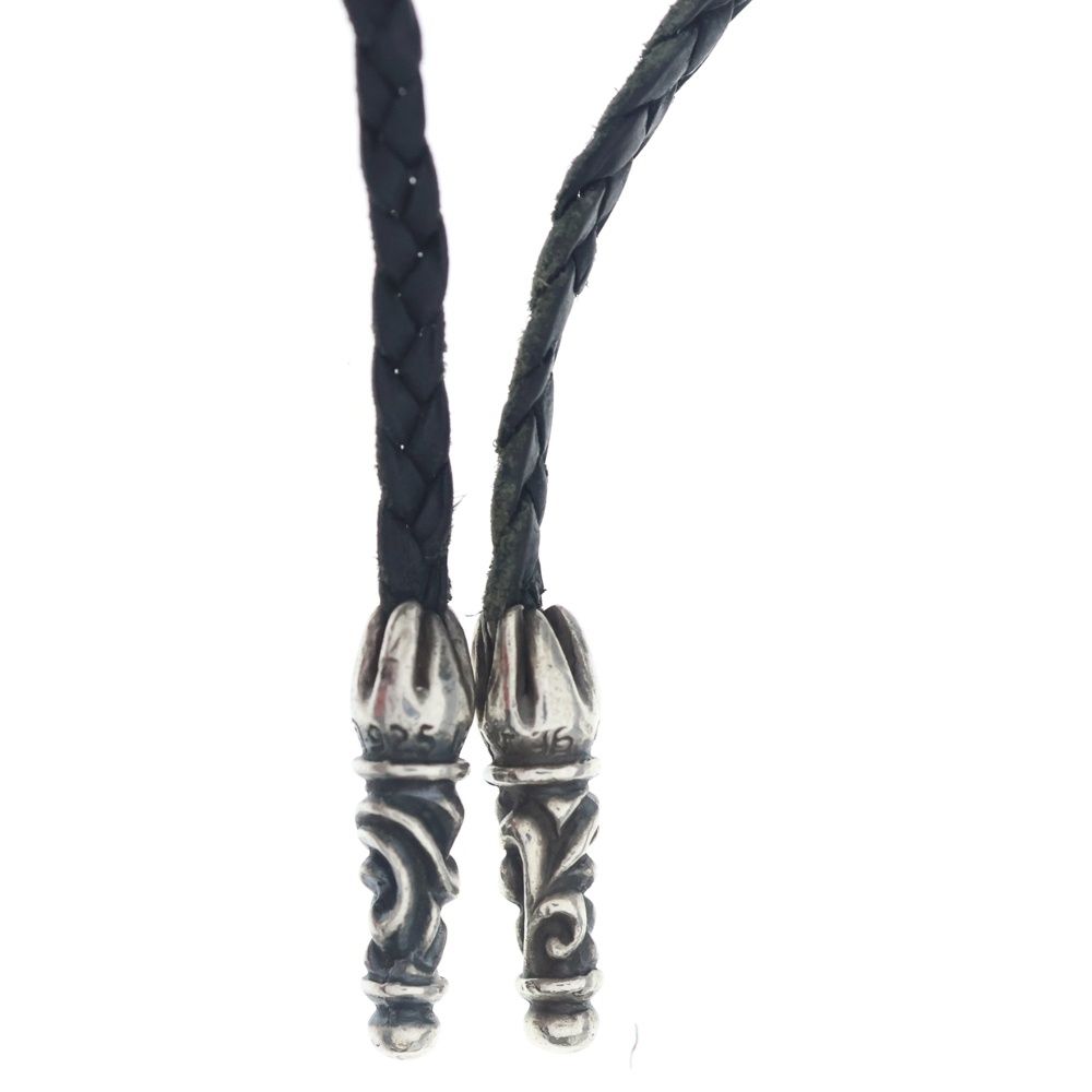 Chrome Hearts Leather Braid Scroll Necklace Black Silver — view 6