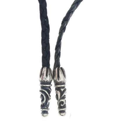 Chrome Hearts Leather Braid Scroll Necklace Black Silver — view 6