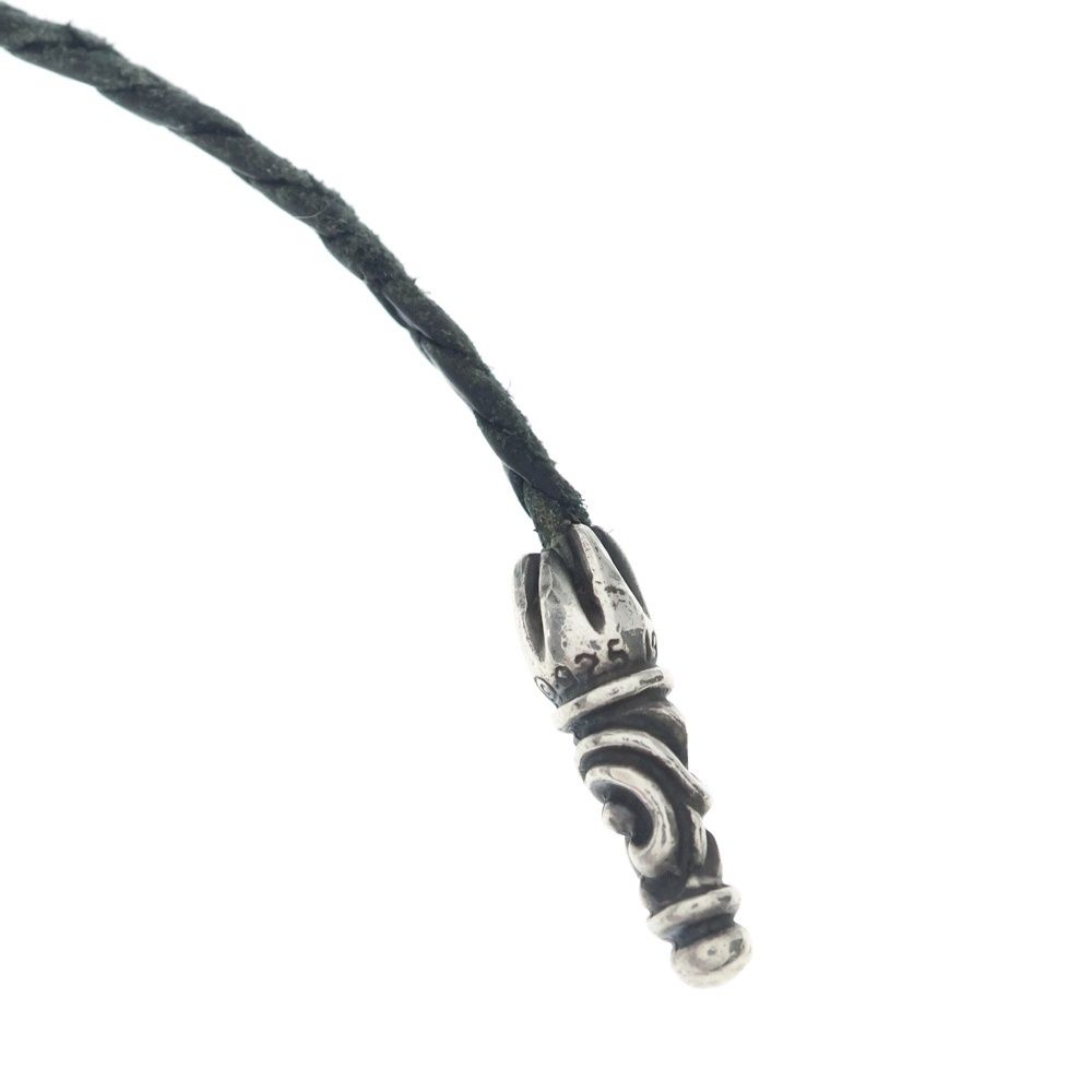 Chrome Hearts Leather Braid Scroll Necklace Black Silver — view 3