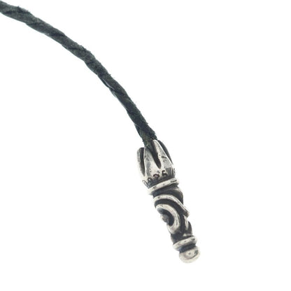 Chrome Hearts Leather Braid Scroll Necklace Black Silver — view 3