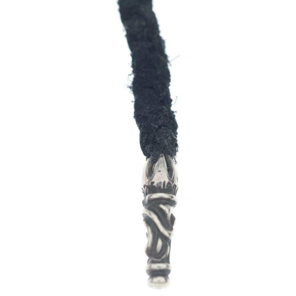 Chrome Hearts Leather Braid Scroll Necklace Black Silver — view 3
