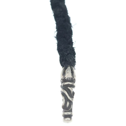 Chrome Hearts Leather Braid Scroll Necklace Black Silver — view 3