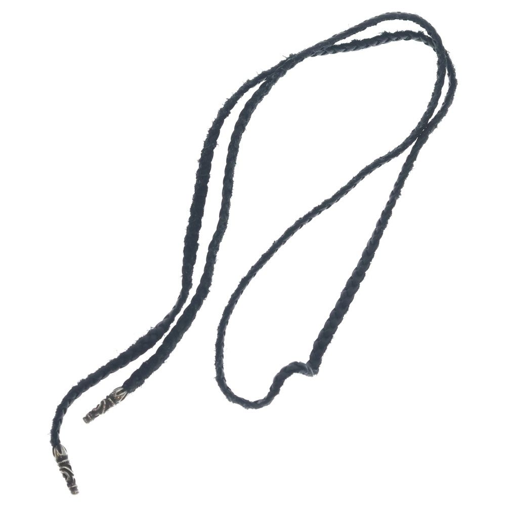 Chrome Hearts Leather Braid Scroll Necklace Black Silver — view 2