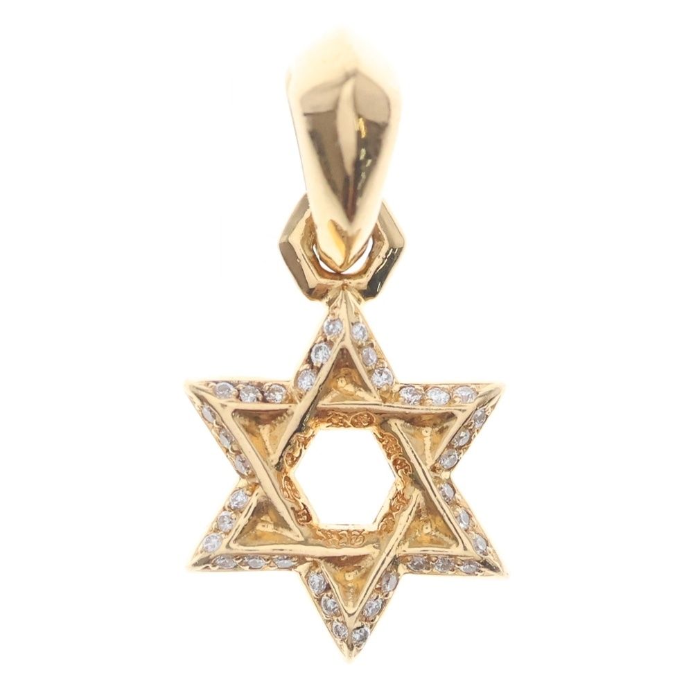 Chrome Hearts 22k Star of David Charm P D of Pave Diamond Gold Necklace Top