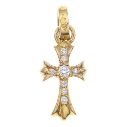 Chrome Hearts 22k Crs Baby Fat P Dia Fat Cross Pave Diamond Pendant Top Gold