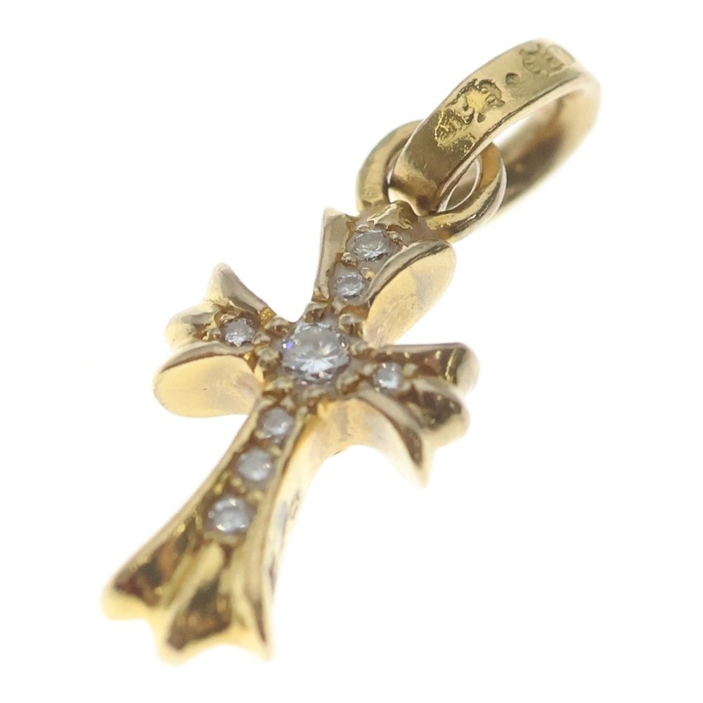 Chrome Hearts 22k Crs Baby Fat P Dia Fat Cross Pave Diamond Pendant Top Gold — view 5