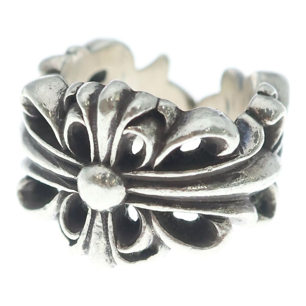 Chrome Hearts Dbl Flrl Crs Double Floral Cross Ring Silver
