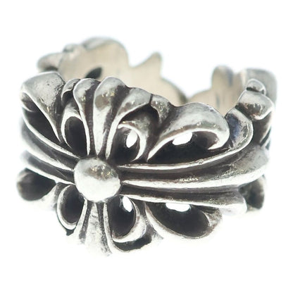 Chrome Hearts Dbl Flrl Crs Double Floral Cross Ring Silver